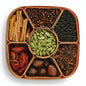 Assorted spices in a acrylic compartmentalized dish 
