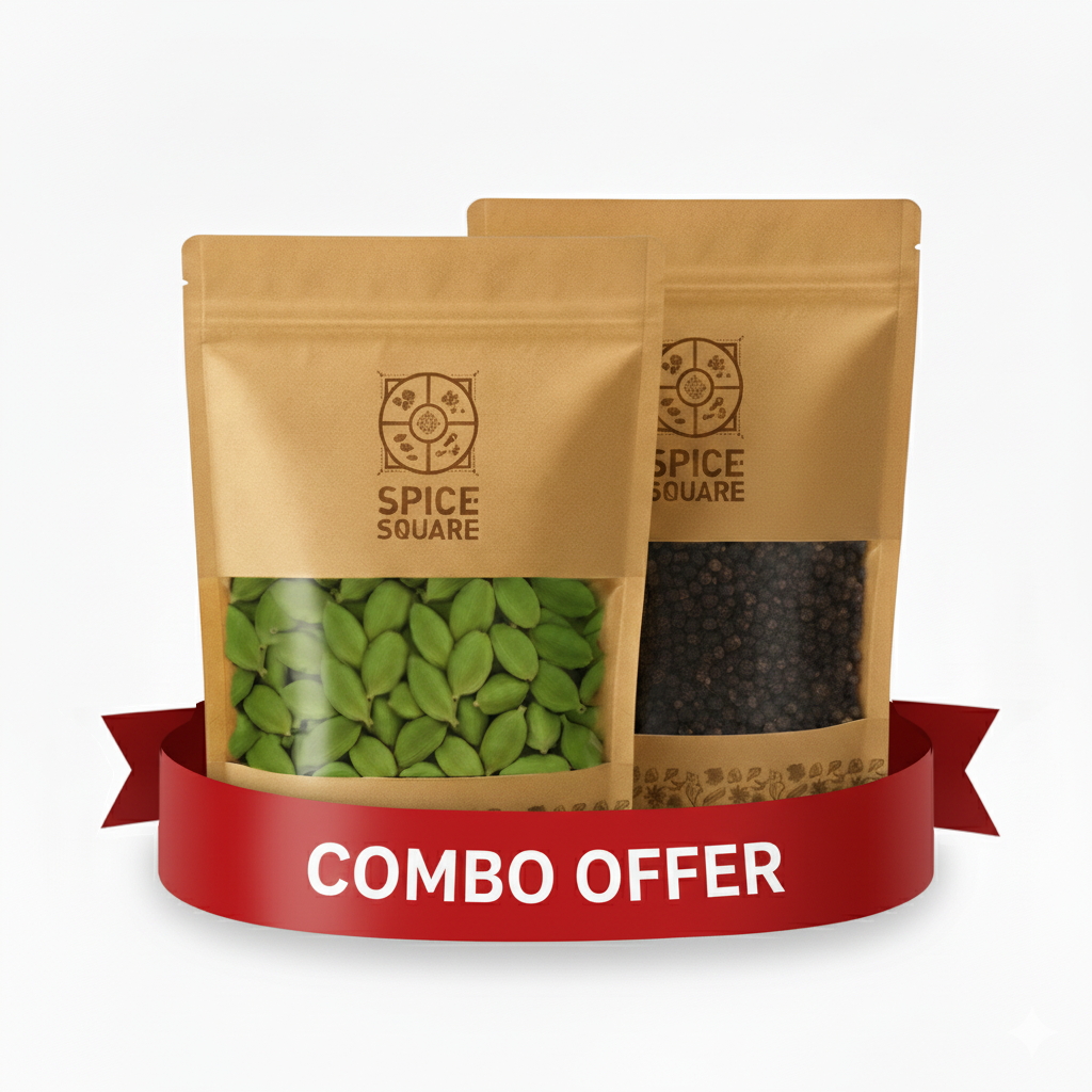 Cardamom 8mm & Pepper Bold इलायची & काली मिर्च - Spice Square Premium